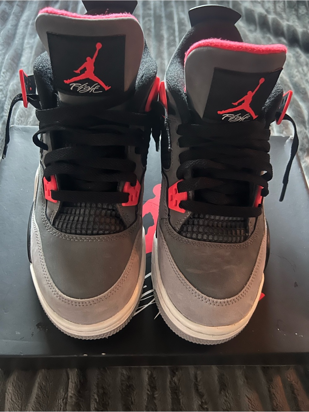 Jordan 4 Infared Sneakers in Grey and Red